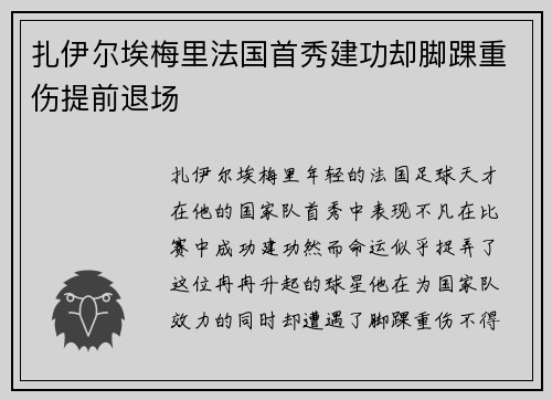 扎伊尔埃梅里法国首秀建功却脚踝重伤提前退场 扎伊尔埃梅里法国首秀建功却脚踝重伤提前退场